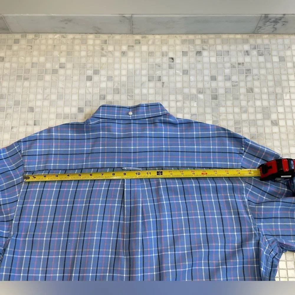 Harold Powell Long Sleeve Blue Check Dress Shirt